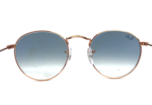 Ray-Ban Sunglasses RB3447 ROUND METAL 9202/3F Rose Gold w/ Blue Gradient Lenses - Picture 7 of 14