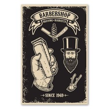 Postereck 0908 Poster Leinwand Retro Plakat, Barbershop Friseur Style Männer