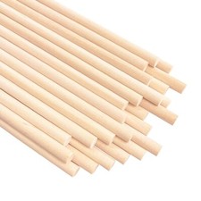 25PCS Wooden Dowel Rods 1/4"x12" Precut Hardwood for Crafts  Cake Tiers