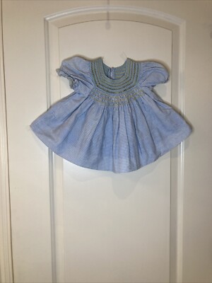 Handmade Infant Smocked Dress Blue Gingham 3/6 Months | eBay Handmade Infant Smocked Dress Blue Gingham 3/6 Months | eBay