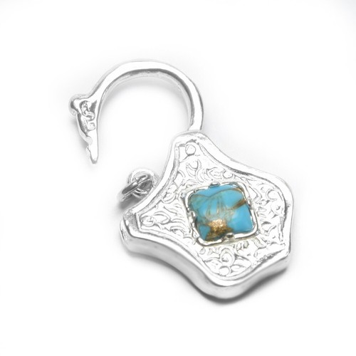 VORHÄNGESCHLOSS aus Sterlingsilber mit Öffnung Türkis Set und Gravur - Bild 2 von 5