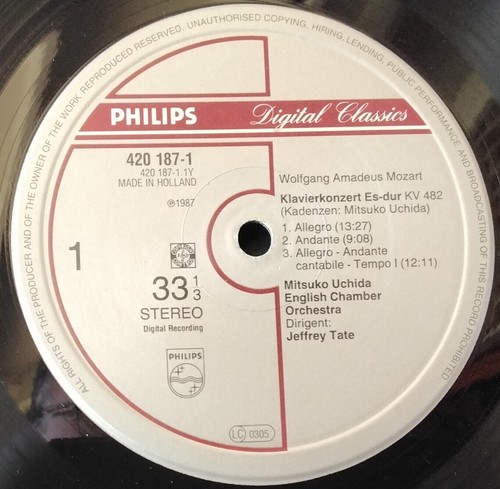 PHILIPS 420 187-1 NETHERLANDS MOZART, UCHIDA, TATE - PIANO CONCERTOS 22 & 23 LP - Picture 3 of 3