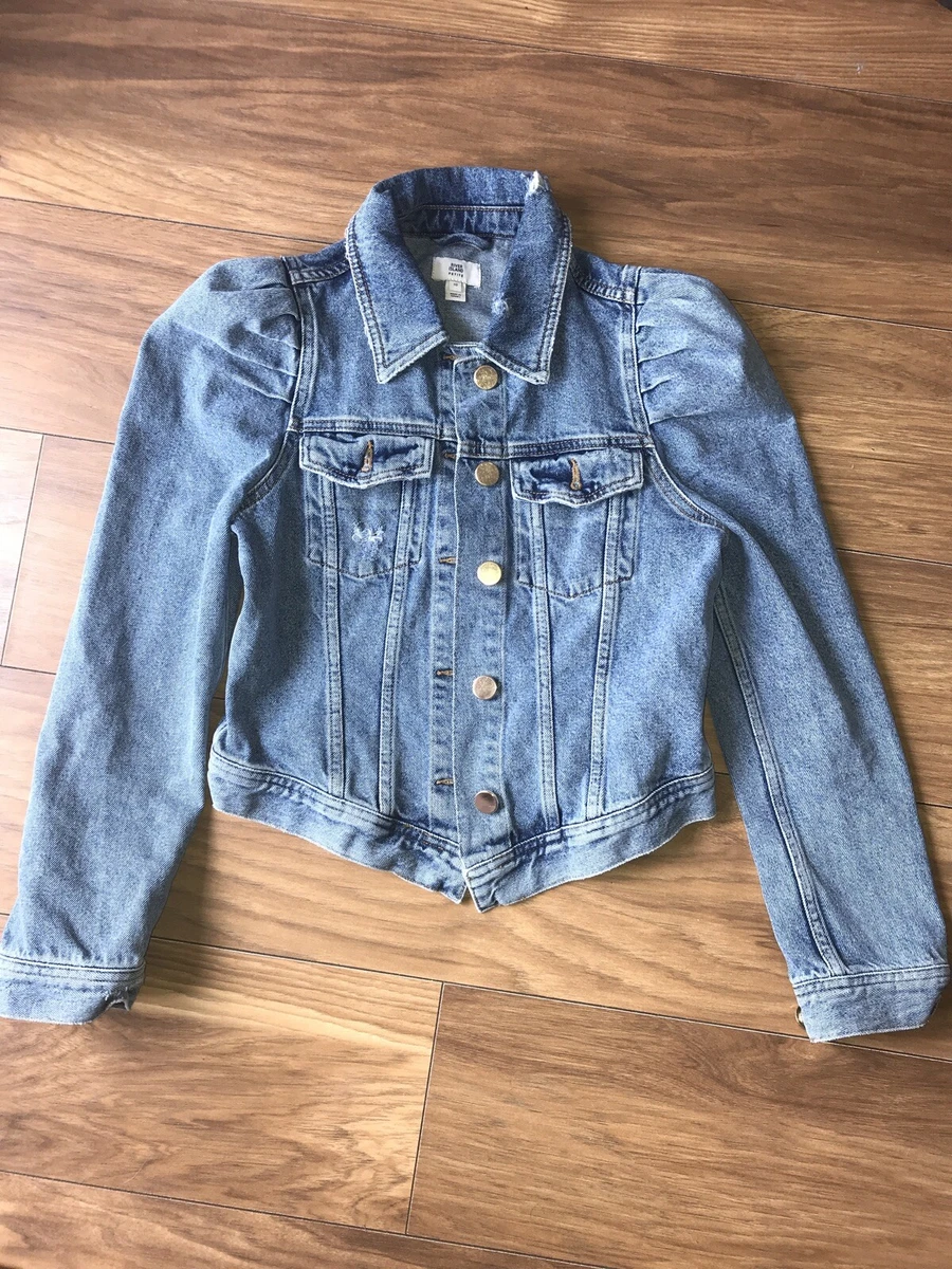 Ladies puff sleeve sales denim jacket