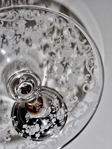 Composta vintage Cambridge Chantilly vetro inciso Sheffield argento sterling - Foto 4 di 8