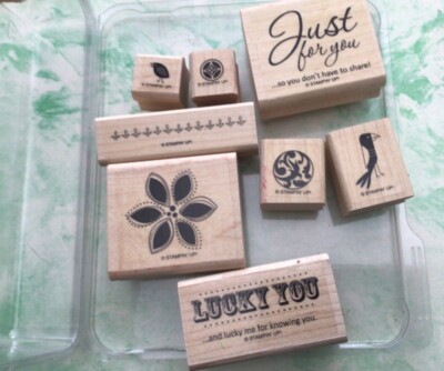 Riesiges Angebot Stampin Up Set Holz montiert Blumen Vogel Glück Just for you Stempel