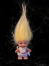 Russ Troll Doll Baby miniature Yellow Hair 2" diaper bib vintage toy collectible