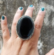 Astounding Black Onyx Gemstone 925 Sterling Silver Handmade Ring All Size S-41