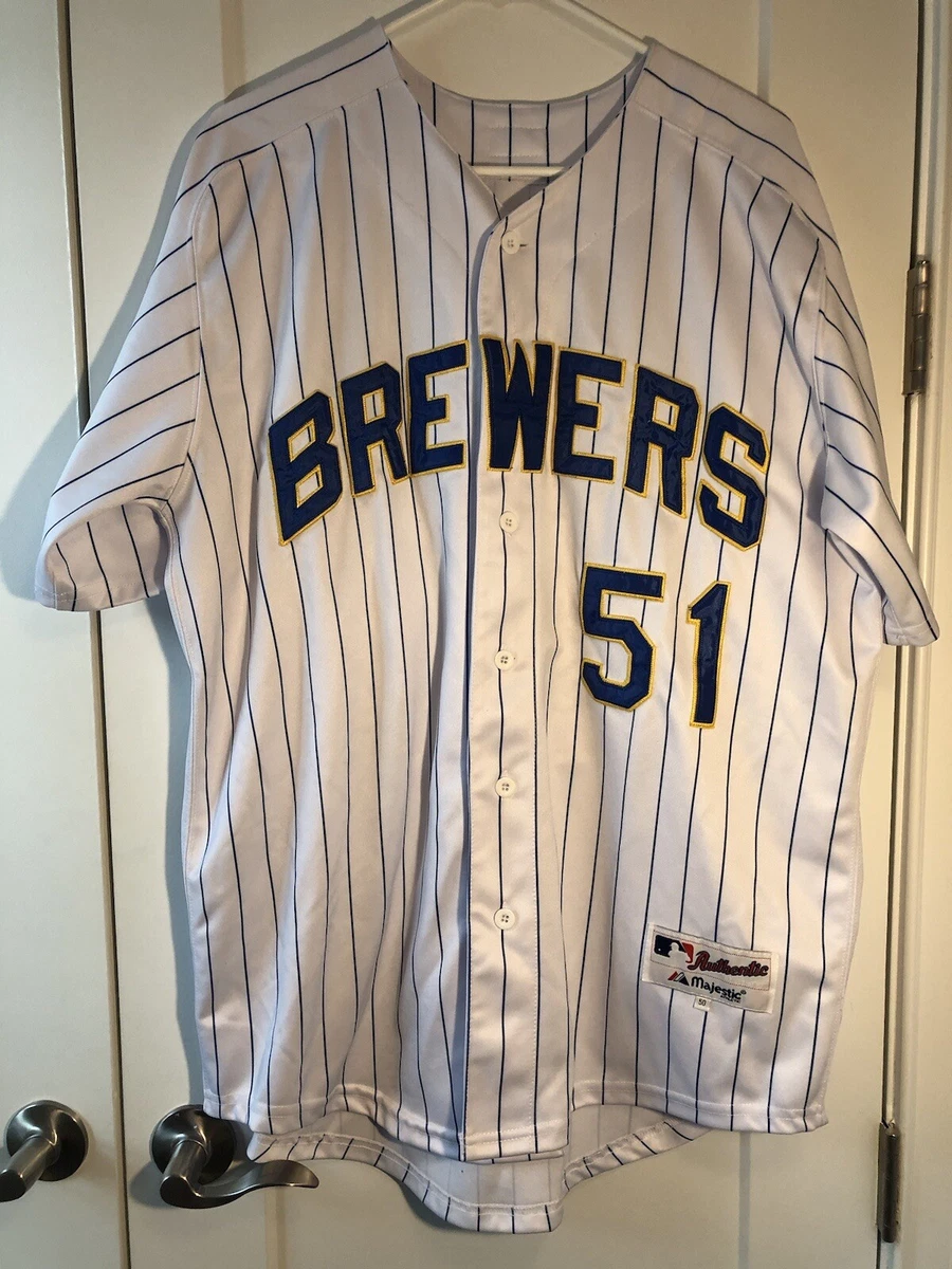 Trevor Hoffman 51 Milwaukee Brewers Authentic Majestic White Jersey Sz 50