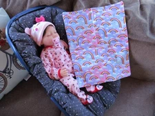 Baby blanket burp cloth baby shower gift infant rabbit guinea rainbows clouds