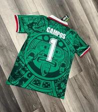 NEW W TAGS ABA SPORTS JORGE CAMPOS 1998 MEXICO HOME GREEN JERSEY SIZE XL