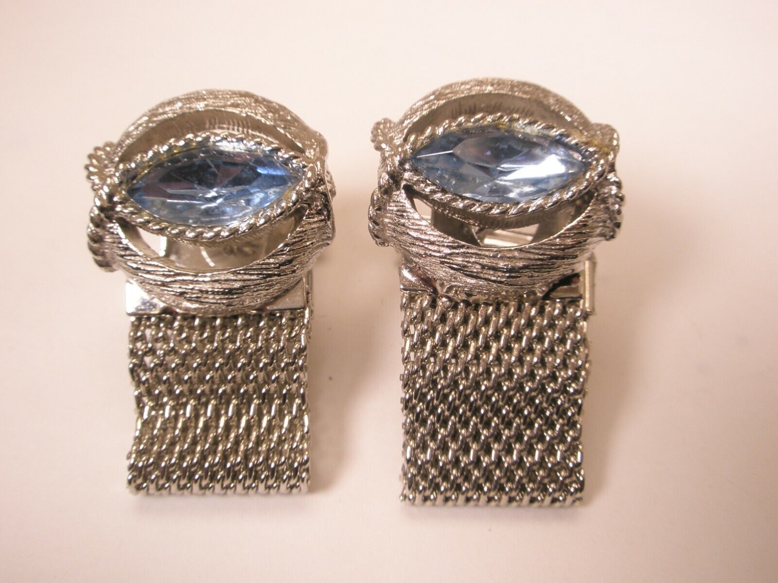 Sale special price -Light Blue Rhinestone Silver Large discharge sale Tone Wraparound Watchband Vin Mesh