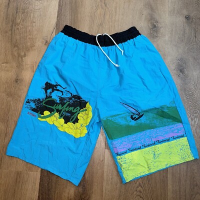 Vtg Surf Shorts 1980s Wind Nylon Jams Surf Beach Swim Trunks Shiwi Mens Medium