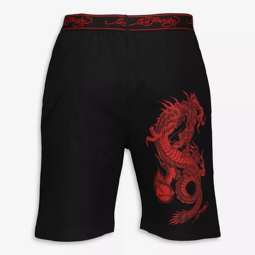 NEU ED HARDY SCHWARZ MIT ROTEM DRACHEN DESIGN SCHLAFSHORTS R.R.P. 29,99£ - Bild 3 von 5