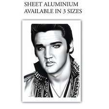Aluminium Sign / Plaque Featuring Black and White Impression Of Elvis