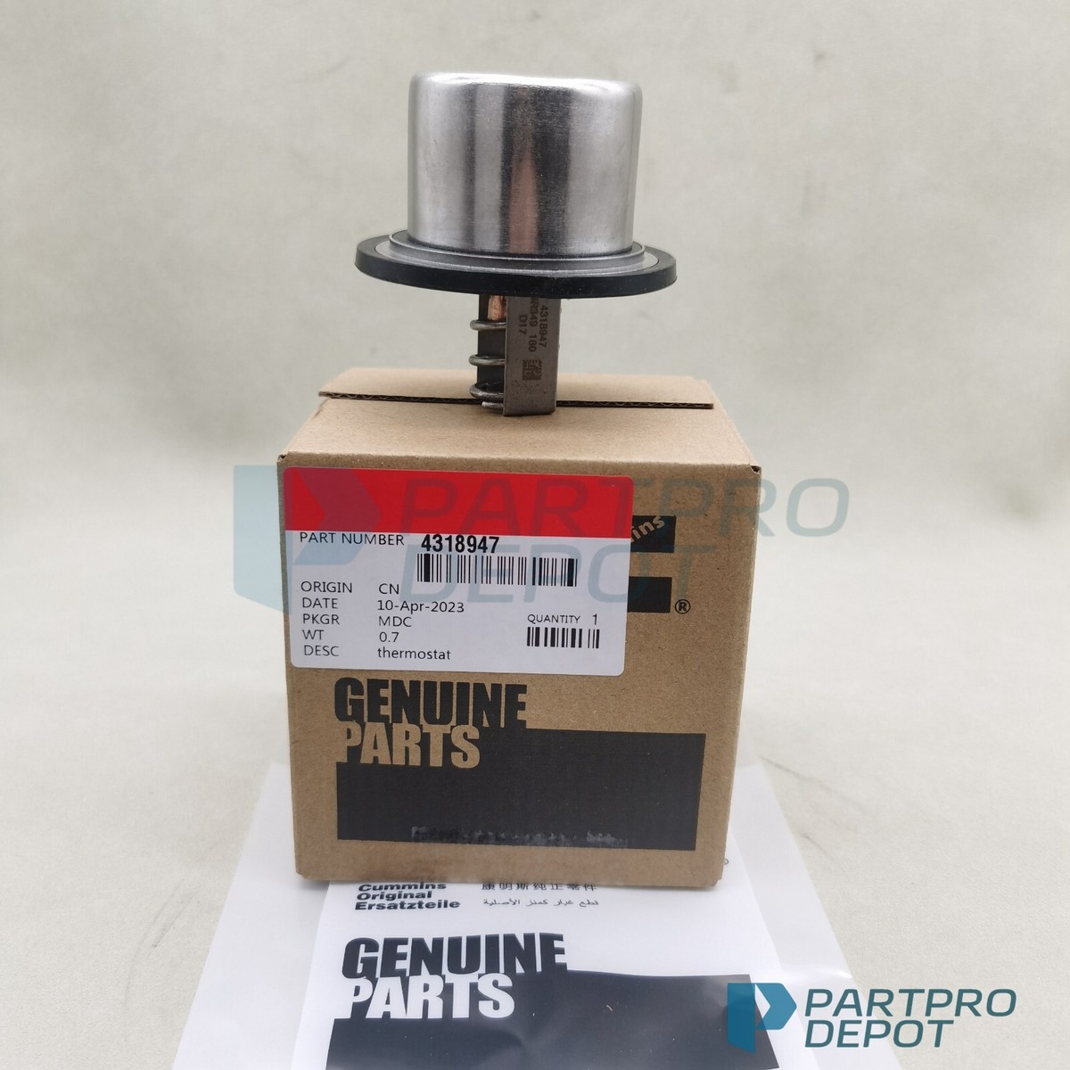 GENUINE OEM 4318947 Thermostat 180 For Cummins ISX. - Genuine 