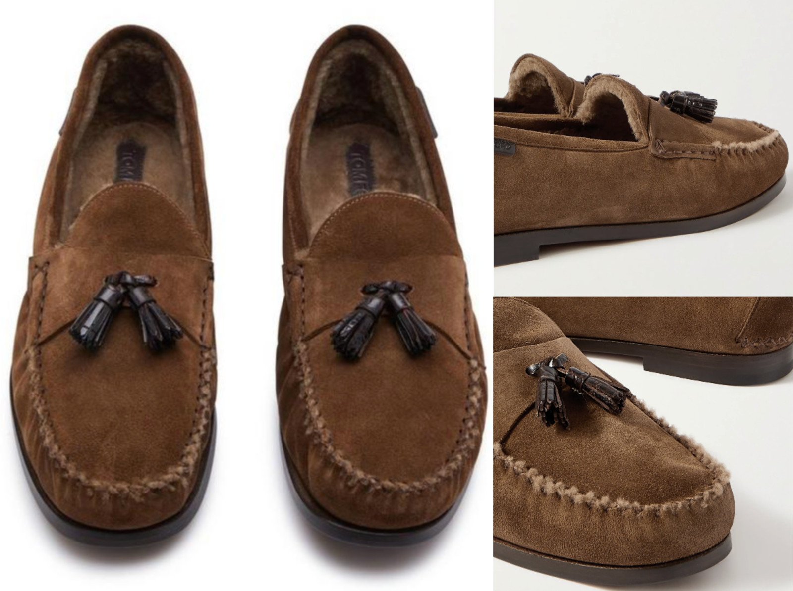 Tom Ford Berwick Shearling Tasselled Suede Loafers Shoes Moccasin 43