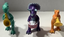 ANKYO Marching Band Dinosaurs Lot Of Three T Rex W/sax, Stegosaurus, Triceratops