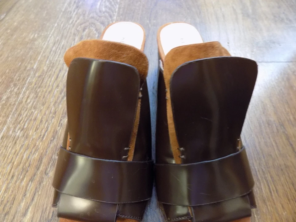 Kelsi Dagger Brooklyn Sadie Dark Brown Suede Leather Slides 2" heels 6 $140.00 - Image 3 of 4
