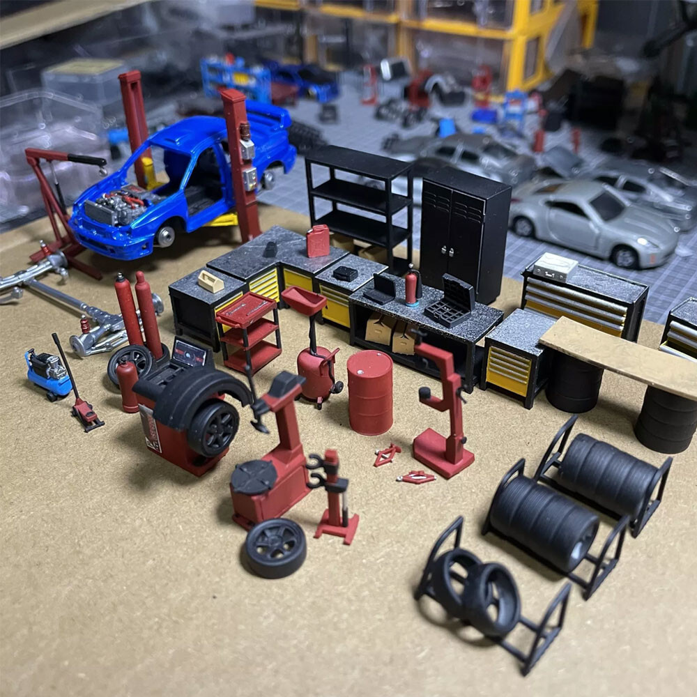 ☆ 1/64 Garage Item A 1/64 Diorama Car Garage Repair Tool Model Workshop