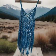 Vintage Crochet Fringe Boho Hippie Size Med/ Larg Festival Hippie Vest