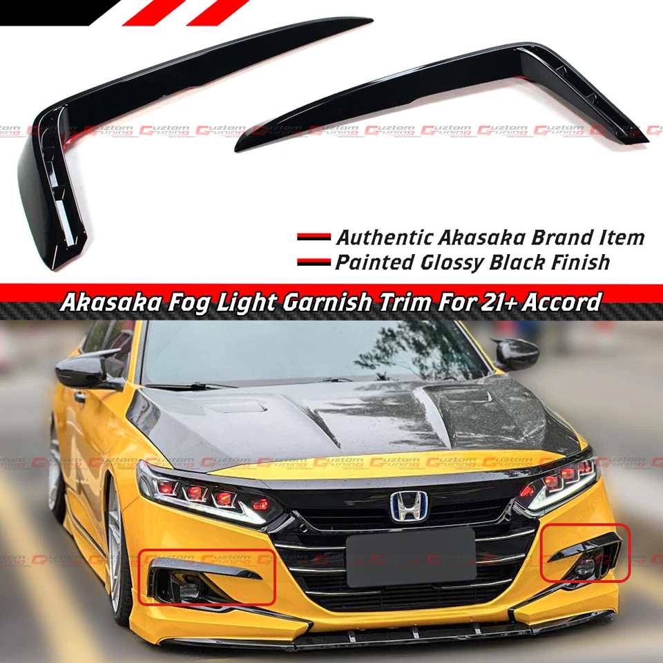 PARA HONDA ACCORD AKASAKA 2021-2022 NEGRO BRILLANTE LINTERNA ANTINIEBLA CUBIERTA SUPERIOR ADORNO Foto 2 de 4