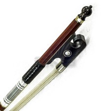 New Hi Quality 4/4 Violin Bow Brazilwood Ox Horn Frog Abalone Silver Wrap-Black