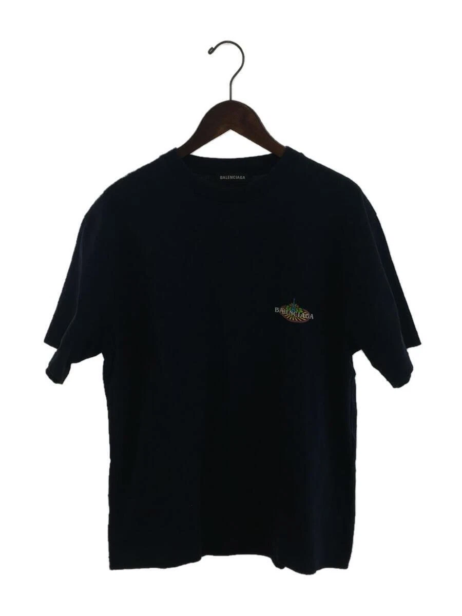 BALENCIAGA T-shirt XS navy cotton 594579 THV60 20SS Bonjour print
