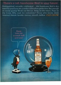 1965 OLD CROW Bourbon Whiskey Crystal Ball Vintage Print Ad