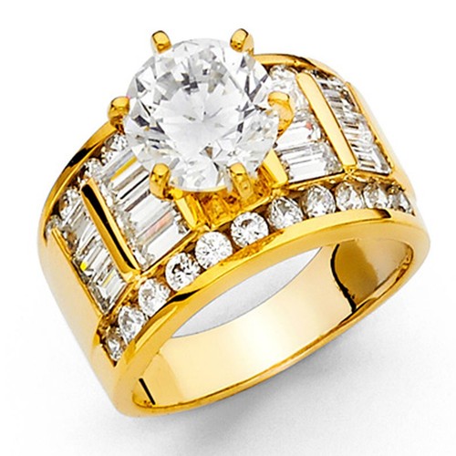 GOLD - 14K Yellow Gold Cubic Zirconia Engagement Ring | eBay