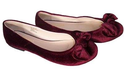 New Fever Sole sz 8.5 Maroon Poly Velvet Ballet Flats