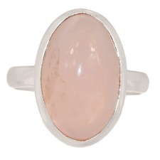 Natural Rose Quartz - Madagascar 925 Sterling Silver Ring Jewelry s.9.5 CR68765