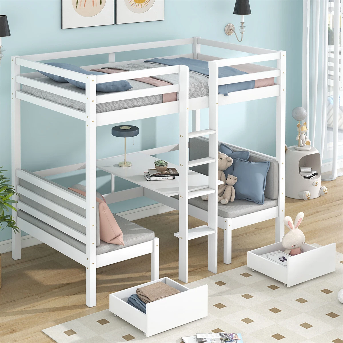 3ft Wooden Storage Bed Frame Bunk Beds Kids Loft Bed High Sleeper