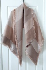 Color Block Wide Winter Scarf with Fringe edges, One Size Fits All.