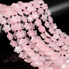 Natural Rose Quartz Five-Pointed Star Shape Beads Size 15mm 15.5'' Strand
