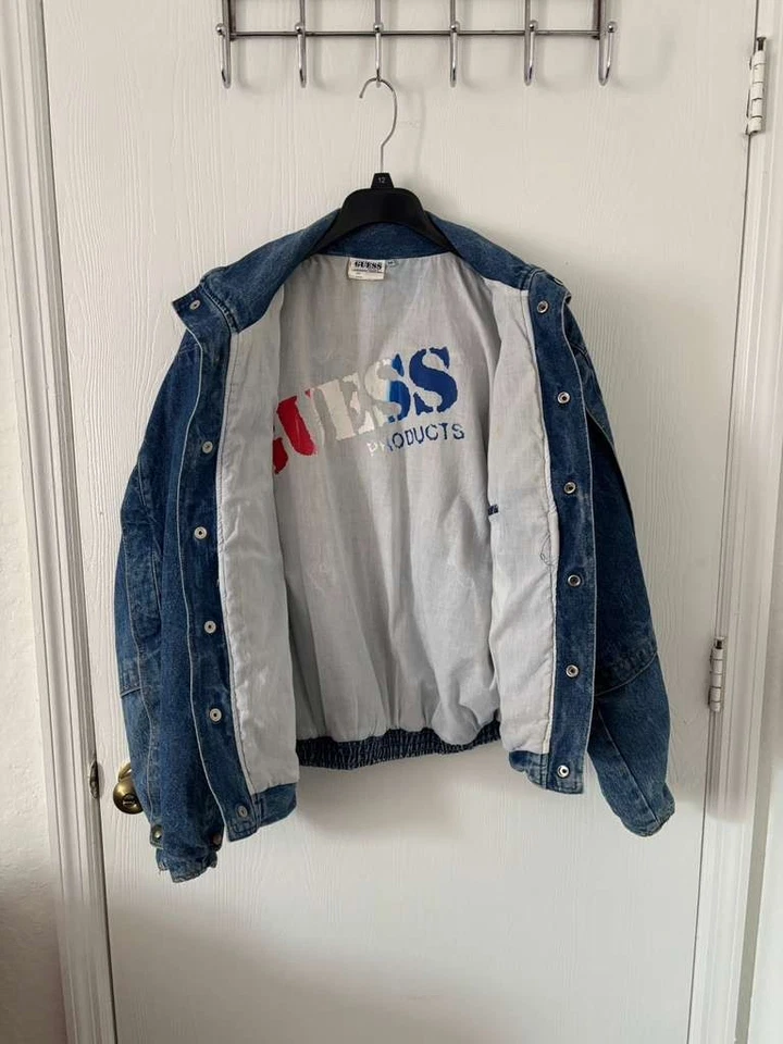 90s Trucker Heavy GUESS Denim Jacket Size M Men's Vintage - Image 4 of 4
