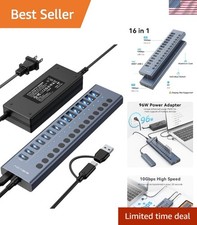 Powered USB 3.2 Hub, 16 Ports USB 3.2 Hub8 USB-A 3.2 Ports 8 USB-C 3.2 Ports,...