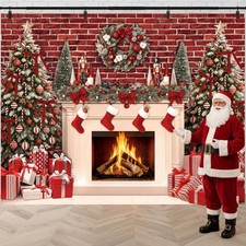10x8ft Christmas Nutcracker Fireplace Backdrop for Photography Polyester Xmas...