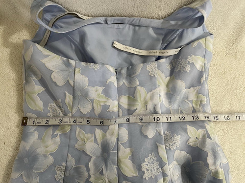 Alfred Angelo Blue & White Floral Crepe Halter Gown SZ 8 - Picture 10 of 10