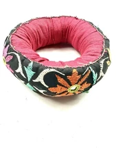 FABRIC WRAPPED BOWL STAND BOHO RETRO WHIMSICAL BOHEMIAN COLORFUL BASKET HOLDER