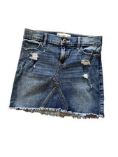 Abercrombie Kids Girls denim Skirt Size 9/10 Distressed Frayed Adjustable Waist