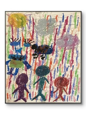Basquiat Style Graffiti Abstract Art People Face Original  11 by 14