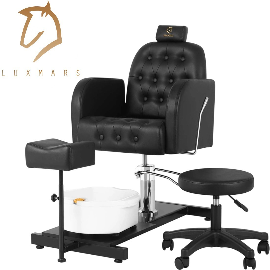 Reclining Pedicure Chair No Plumbing 360° Swivel Hydraulic Nail Salon Spa Chair