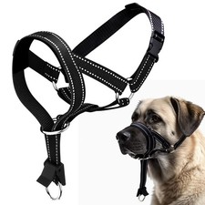 Dog Headcollar, Anti-Pull Collar, Adjustable Reflective Dogs Black