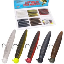 Ned Rig Kit: Finesse Baits, Soft Worms, Bass Lures, Jig Heads, 35-Piece Set