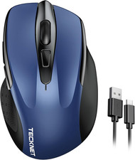 Rechargeable Wireless Mouse, 2.4G Silent Quiet Click, 6 Adjustable 4800 DPI, Cor