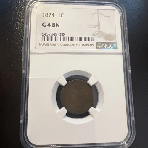 1874 NGC G04 BN  Indian Head Cent 1c