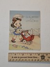 Vintage Birthday Greeting Card Girl With Carriage Stroller Pram & Parasol — photo 2