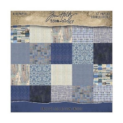Tim Holtz Idea-ology 8''x8'' doppelseitige Papiere 12 Stück - Palette Indigo