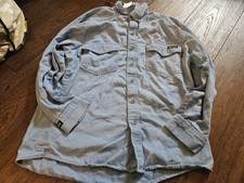 Workrite FR Shirt Mens M Reg Blue Long Sleeve Button Up Flame Resistant Workwear