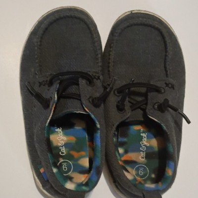 Cat & Jack Unisex Kids Gray Canvas Boat Shoes Lace Up Size 6 Flat Casual